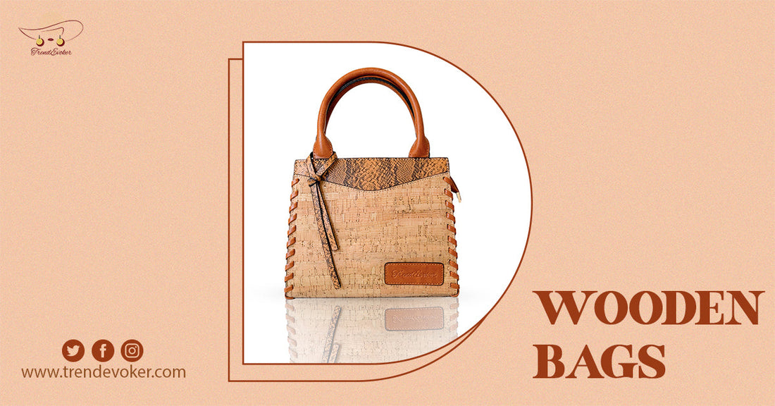 Handmade eco-friendly wooden shoulder bag for women in Pakistan.
