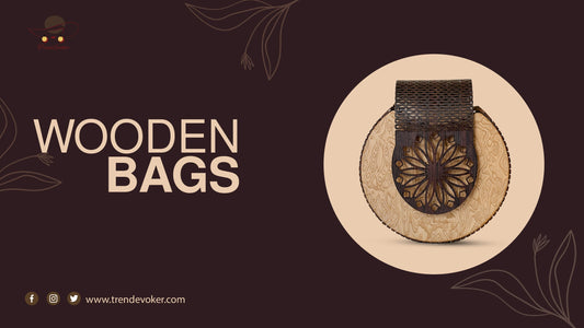 Pakistani woman styling a handmade wooden shoulder bag with a modern outfit.