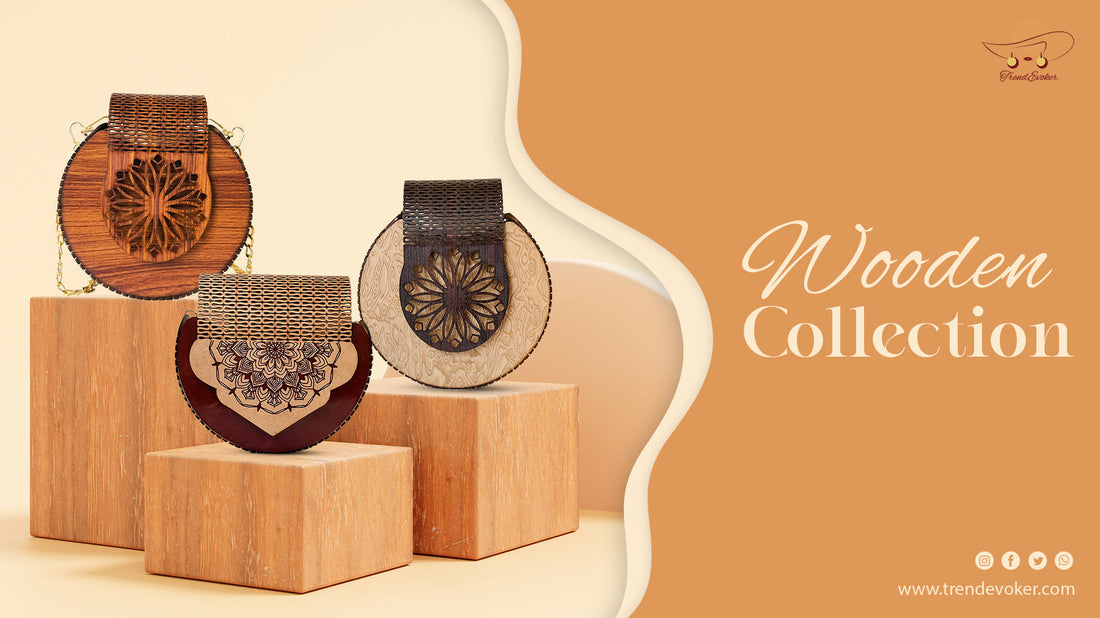 Handmade wooden bag for women in Pakistan – eco-friendly crossbody purse with minimalist design by TrendEvoker.