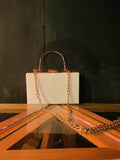 White acrylic tote bags for women, handcrafted for a unique blend of style and functionality, ideal as handbags and crossbody wallets