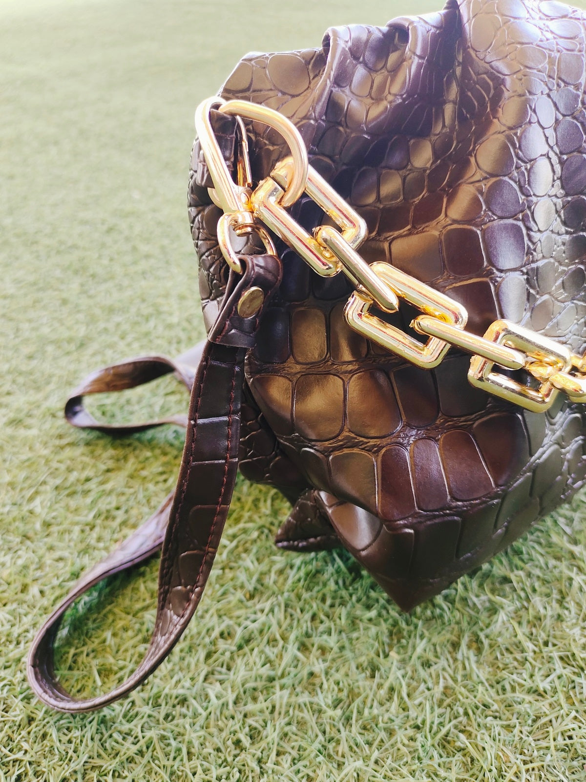 Elegant Chocolaty Brown Crocodile Leather Tote Handbag, a timeless piece among tote bags for women