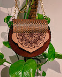 Handcrafted heart-shaped wooden purse, a unique handmade design of luxury handbags, perfect as a stylish small bag or mini tote bag for women