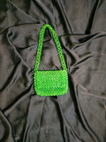 Handmade Micro Beaded Green Bag featuring customized design; small beaded purse, green beaded crossbody bag, and intricate hand beaded purses detailing, a perfect blend of aesthetic and cultural hand made bags design