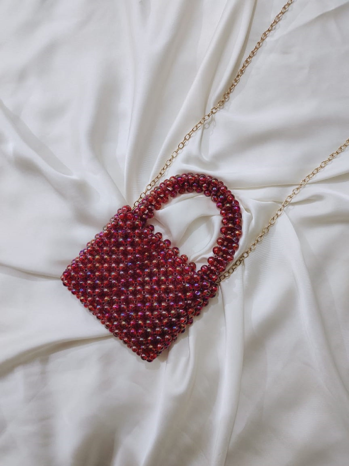 Maroon Beaded Crossbody Bag for Women - TrendEvoker Collection