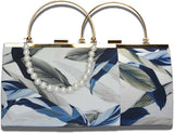 Chic velvet Blue and White beach shoulder bag, ideal for both casual and formal occasions