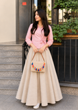 Vintage off-white Wicker Clutch Bag with Colorful Fringes